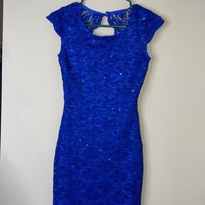 Blue Lace Backless Dress Size 3/4